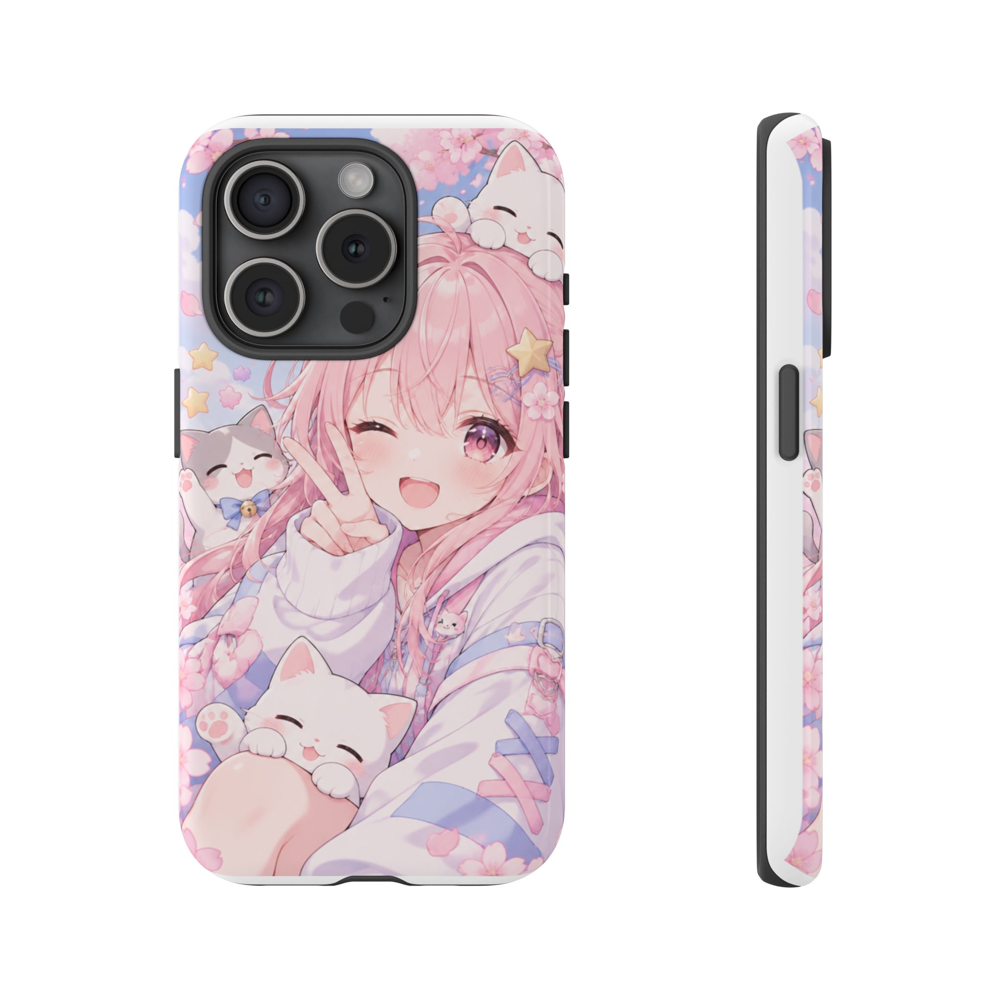 Anime rosa y gatitos — funda para iPhone